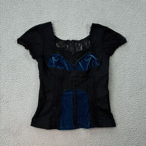 Tripp NYC Black and Blue Lace Blouse